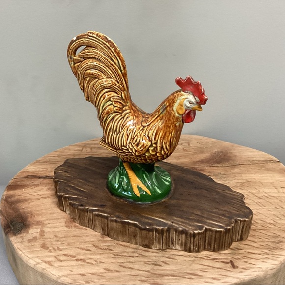 🟢 Vintage - Atlantic Mold - Dated 1970 - Ceramic Crafted / Hand Painted Rooster - Picture 4 of 11